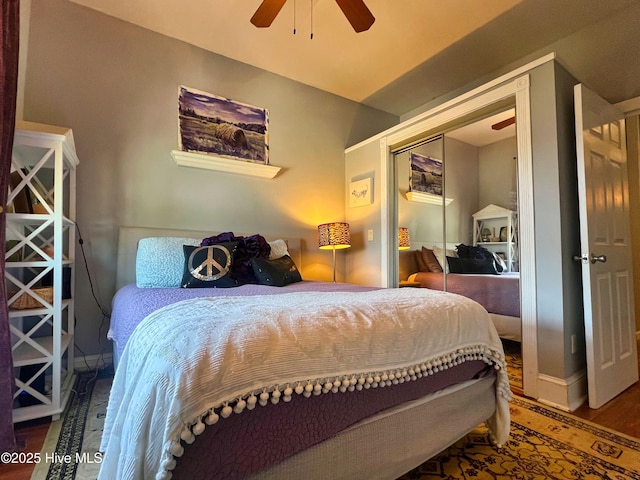 1120 S 3rd St, Wilmington, NC 28401 - bedroom with wood finished floors, a closet, and ceiling fan