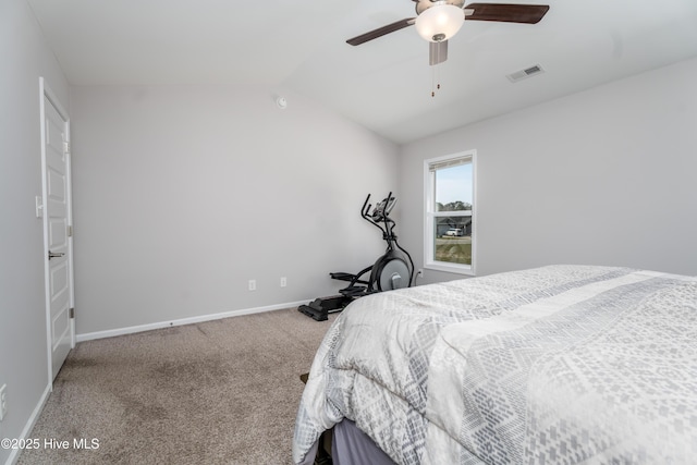 330 Independence Blvd, Newport, NC 28570 - bedroom with lofted ceiling, carpet, visible vents, ceiling fan, and baseboards