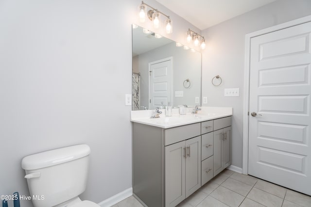 330 Independence Blvd, Newport, NC 28570 - bathroom featuring double vanity, toilet, a sink, tile patterned floors, and baseboards
