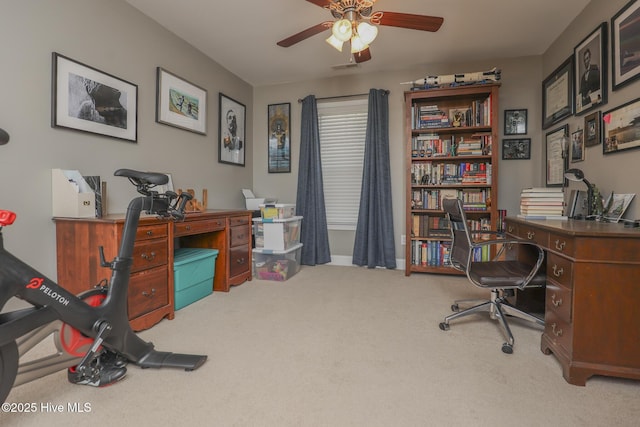 202 Peggys Trce, Sneads Ferry, NC 28460 - office area featuring carpet floors, visible vents, and ceiling fan