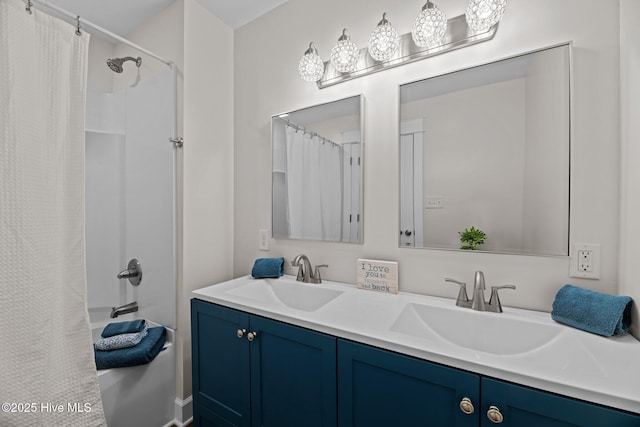 1450 State Camp Rd, Vanceboro, NC 28586 - full bathroom featuring double vanity and shower / bath combo
