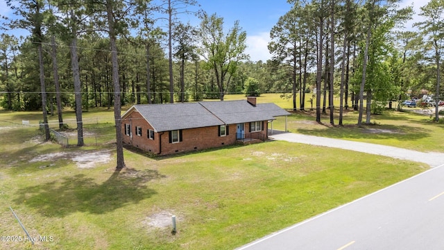 1450 State Camp Rd, Vanceboro, NC 28586 - view of front of home with crawl space, driveway, and brick siding