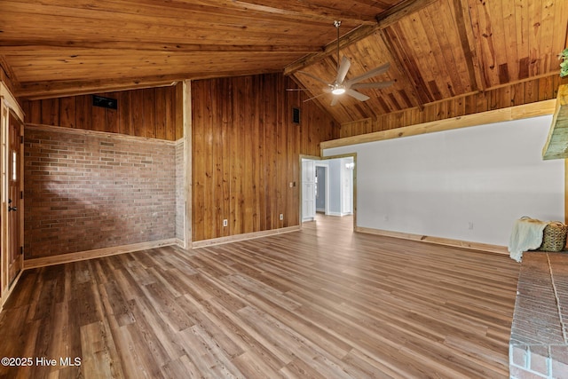 1450 State Camp Rd, Vanceboro, NC 28586 - additional living space with wooden ceiling, lofted ceiling, a ceiling fan, wood finished floors, and baseboards