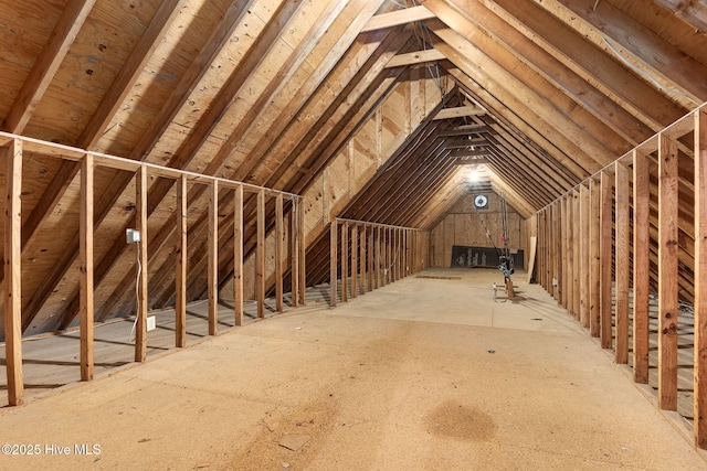 view of unfinished attic