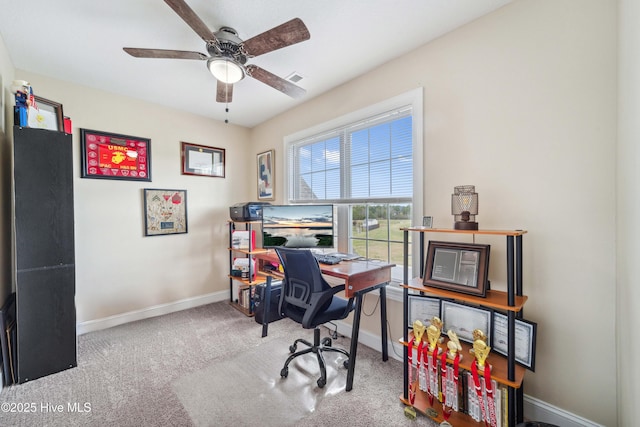 313 March Sea Ln, Jacksonville, NC 28546 - office featuring baseboards, a ceiling fan, and carpet floors