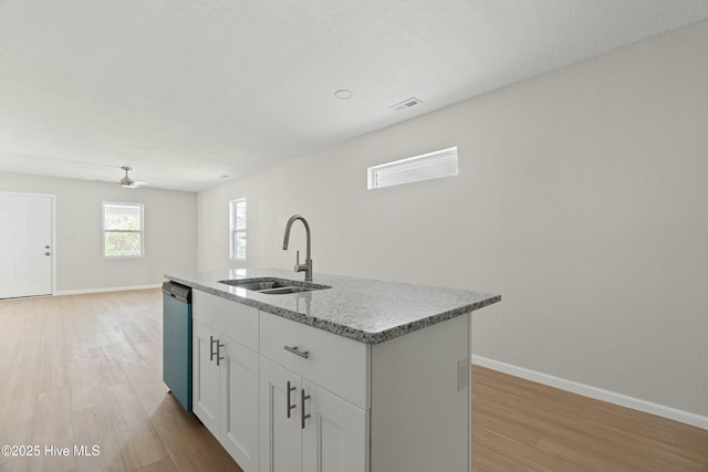 810 Morgan St, Elizabeth City, NC 27909 - kitchen featuring dishwasher, light wood-type flooring, a sink, and visible vents