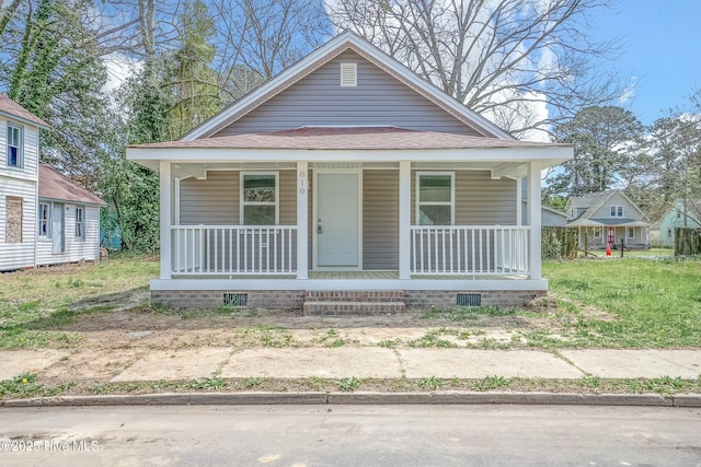 810 Morgan St, Elizabeth City, NC 27909 - bungalow-style home featuring a porch, crawl space, and roof with shingles