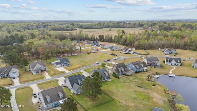 405 Antioch Lakes Rd, New Bern, NC 28560 - birds eye view of property with a water view and a residential view