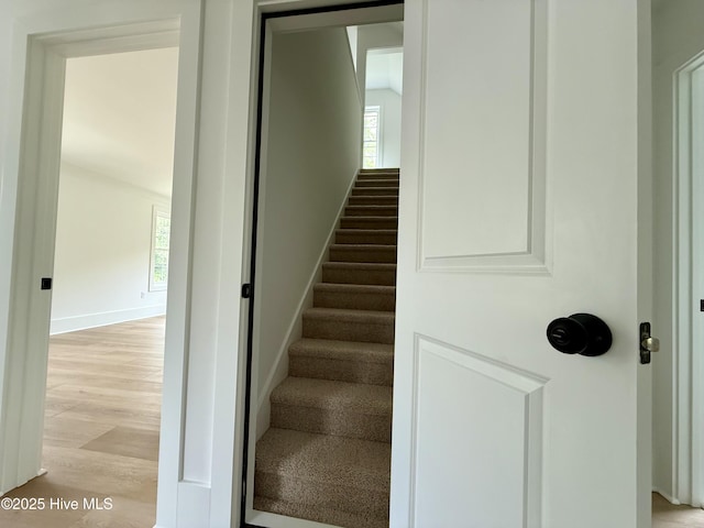 117 Victoria Dr, Wilmington, NC 28401 - stairs featuring healthy amount of natural light, wood finished floors, and baseboards