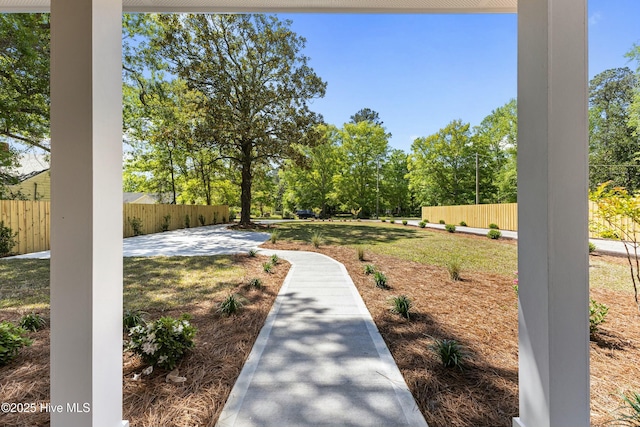 view of yard with a patio area and fence