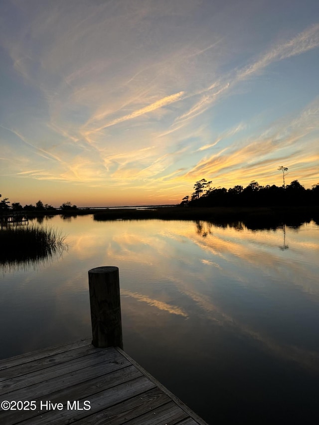 view of dock featuring a water view