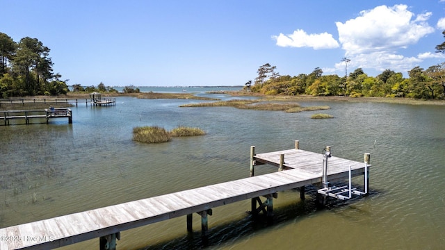 view of dock featuring a water view