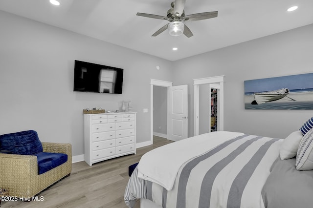 732 Avila Ave, Hampstead, NC 28443 - bedroom featuring wood finished floors, baseboards, recessed lighting, and ceiling fan