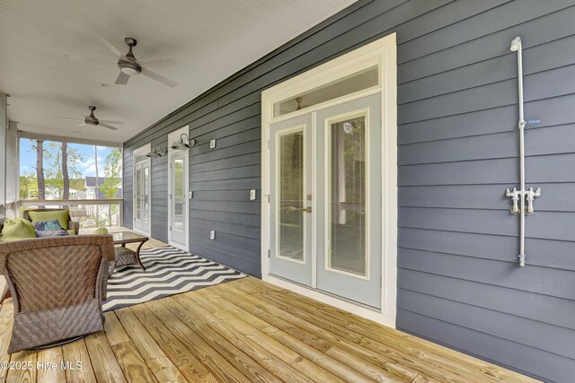 732 Avila Ave, Hampstead, NC 28443 - sunroom with french doors and ceiling fan