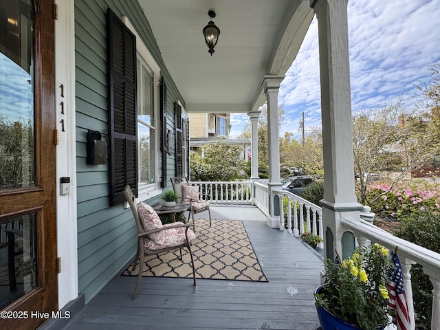 wooden deck with covered porch