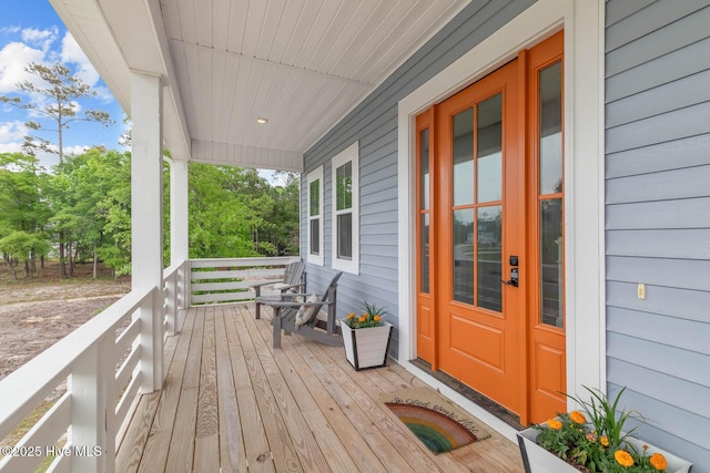 deck with covered porch