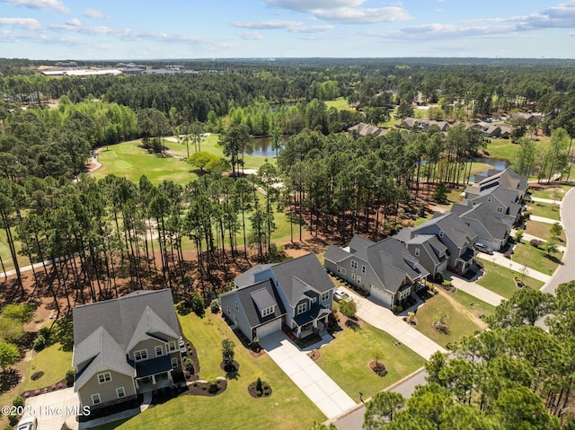 104 Plantation Dr, Southern Pines, NC 28387 - drone / aerial view featuring golf course view, a wooded view, a residential view, and a water view