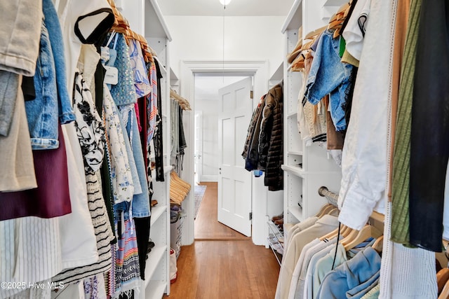spacious closet with wood finished floors