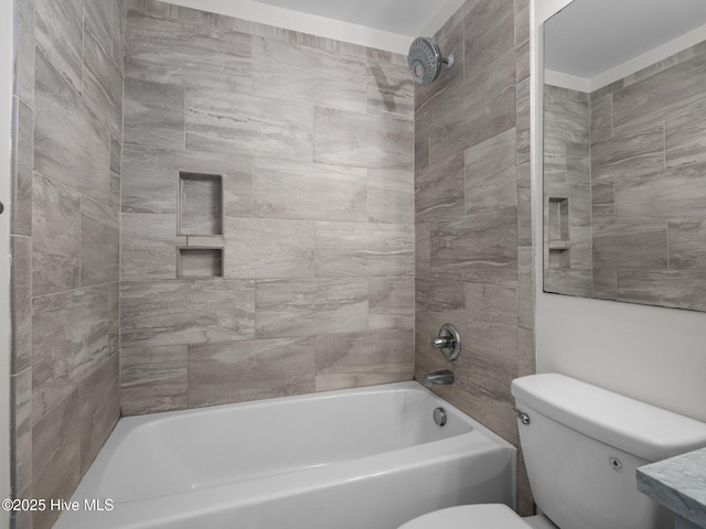 bathroom with toilet and bathtub / shower combination