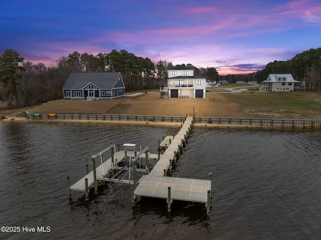 546 S Brightleaf Dr, Minnesott Beach, NC 28510 - view of dock featuring a water view and boat lift