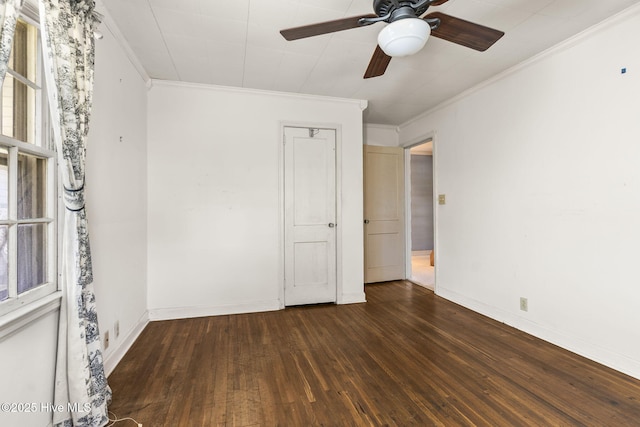 2109 Arendell St, Morehead City, NC 28557 - unfurnished room featuring hardwood / wood-style flooring, ornamental molding, ceiling fan, and baseboards