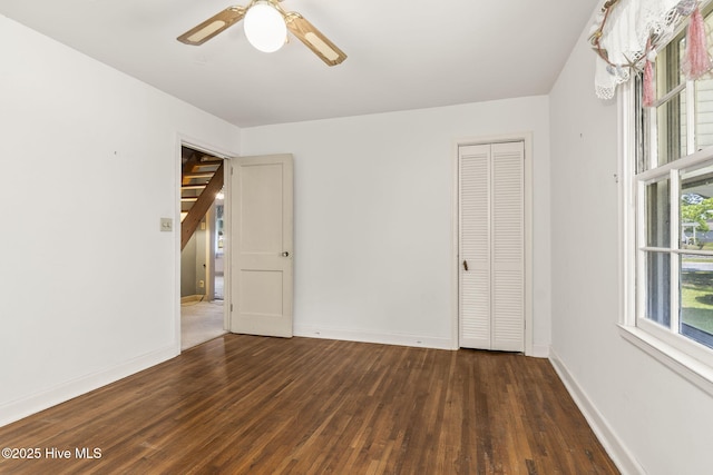2109 Arendell St, Morehead City, NC 28557 - unfurnished room with wood finished floors, baseboards, and ceiling fan