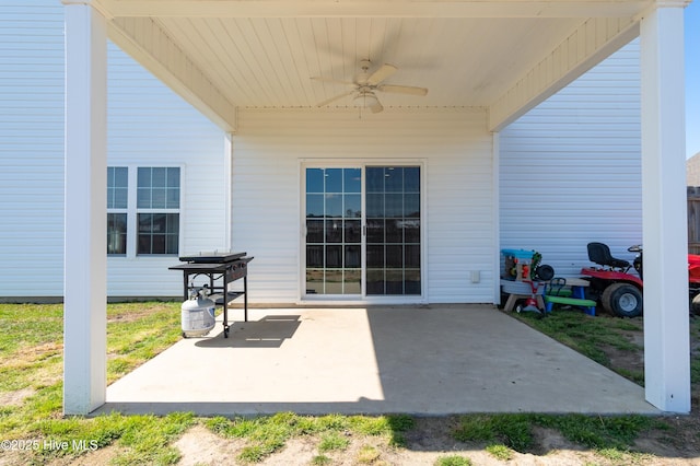 view of patio / terrace with ceiling fan