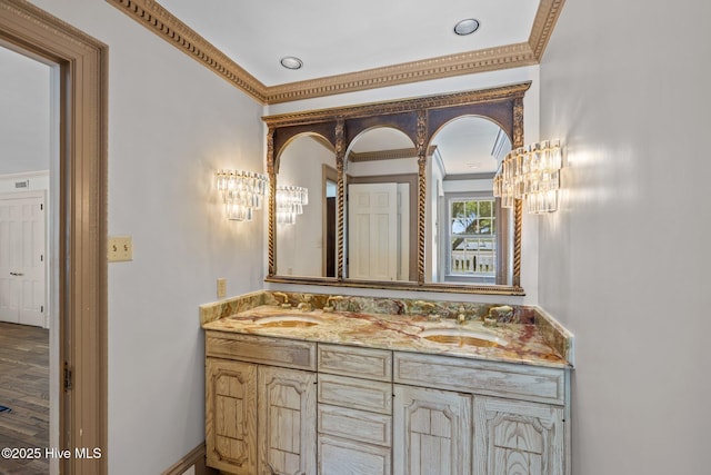 130 Harbour Dr, Hubert, NC 28539 - full bath with double vanity and ornamental molding