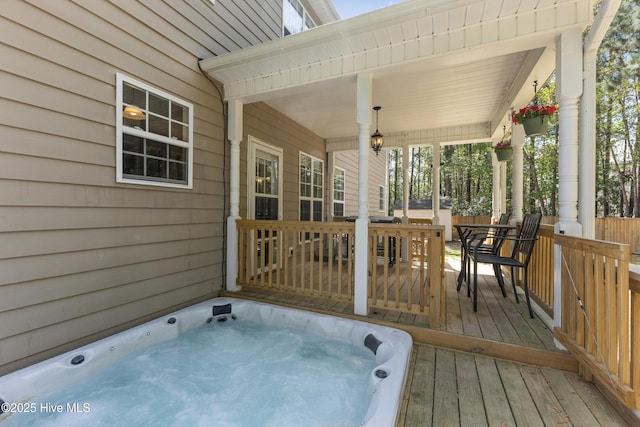 wooden terrace with a porch