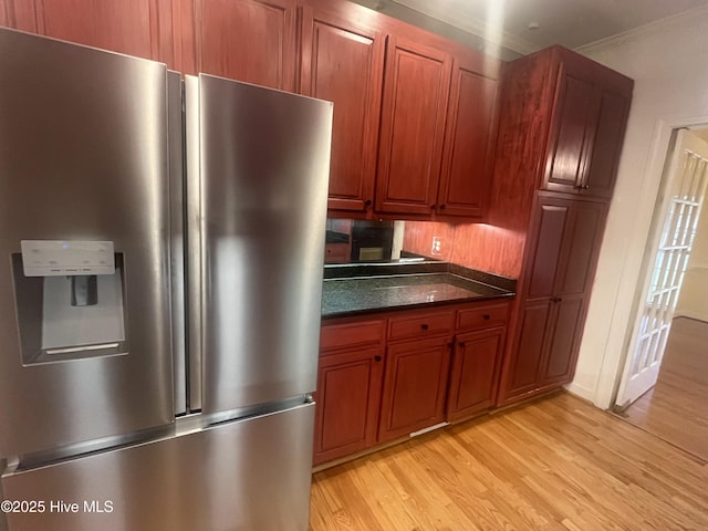 117 Creekview Rd, New Bern, NC 28562 - kitchen view of stainless steel fridge and light wood-type flooring