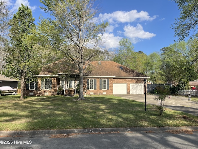 117 Creekview Rd, New Bern, NC 28562 - ranch-style home featuring a garage, driveway, and brick siding
