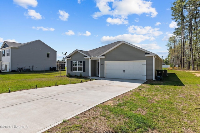 409 King Creek Dr, Havelock, NC 28532 - ranch-style home with an attached garage, concrete driveway, and a front lawn