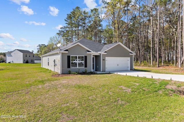 409 King Creek Dr, Havelock, NC 28532 - view of front of property featuring concrete driveway, a garage, and a front lawn