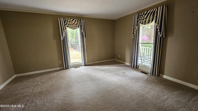 112 Reynard Path, Clinton, NC 28328 - carpeted spare room with a wealth of natural light, visible vents, baseboards, and crown molding