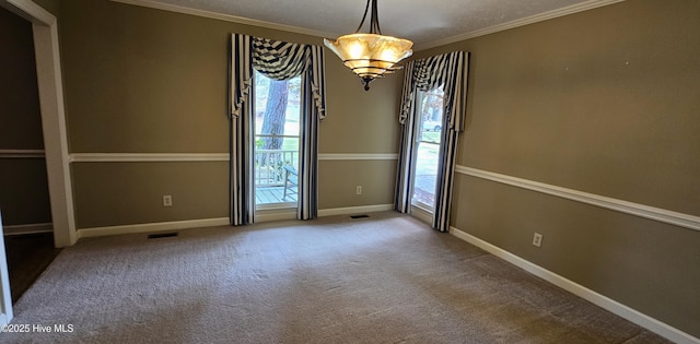 112 Reynard Path, Clinton, NC 28328 - carpeted empty room with visible vents, baseboards, and ornamental molding