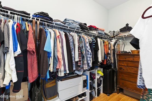spacious closet with wood finished floors
