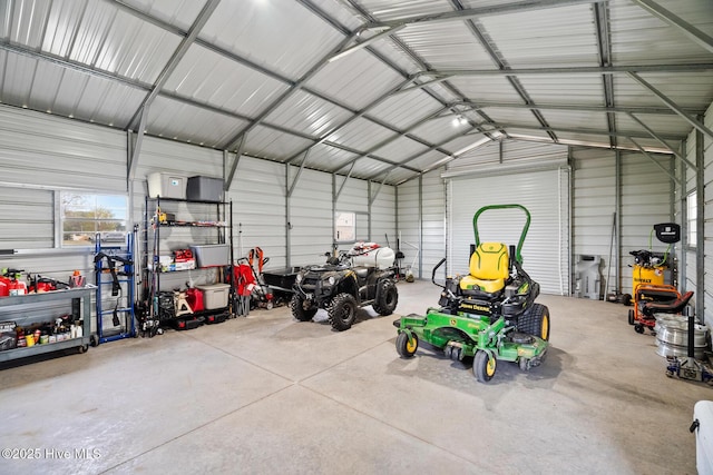 garage with metal wall