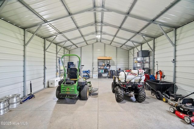 garage with metal wall