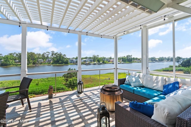 2821 Harborside Way, Southport, NC 28461 - sunroom / solarium with outdoor lounge area and a water view