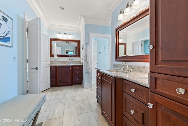 2821 Harborside Way, Southport, NC 28461 - full bathroom featuring ornamental molding and two vanities