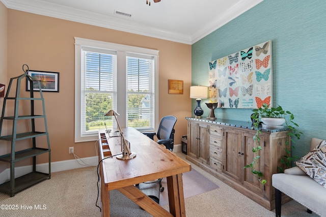 2821 Harborside Way, Southport, NC 28461 - office with ornamental molding, light colored carpet, and baseboards