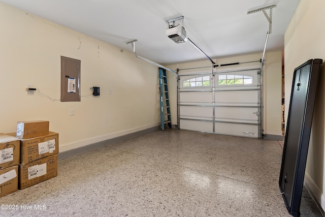2821 Harborside Way, Southport, NC 28461 - garage with electric panel, a garage door opener, and baseboards