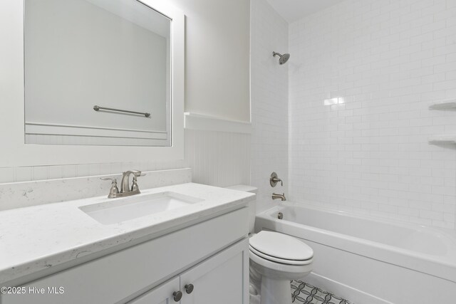 1331 Landover Dr SW, Ocean Isle Beach, NC 28469 - bathroom with vanity, toilet, shower / tub combination, and tile patterned flooring