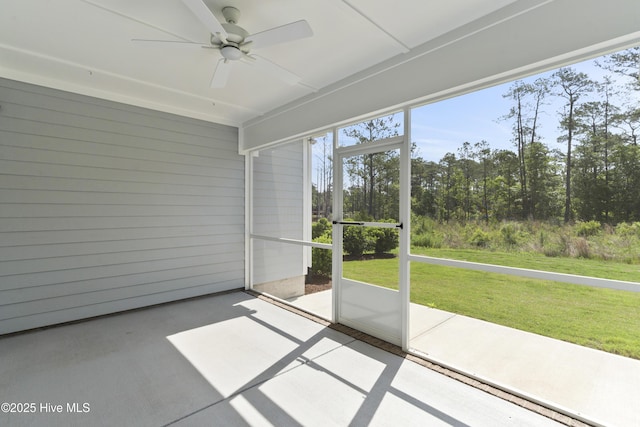 1331 Landover Dr SW, Ocean Isle Beach, NC 28469 - unfurnished sunroom with a ceiling fan