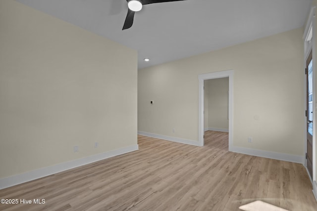 608 S 14th St, Wilmington, NC 28401 - unfurnished room featuring recessed lighting, ceiling fan, baseboards, and light wood finished floors
