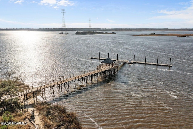 dock area featuring a water view