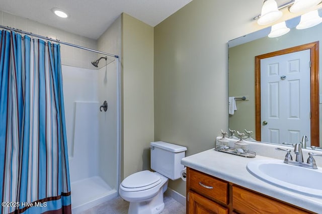 138 Stonebridge Trl, Havelock, NC 28532 - full bath with toilet, tile patterned floors, curtained shower, baseboards, and vanity