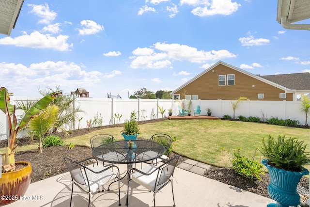 view of patio / terrace with outdoor dining area and a fenced backyard