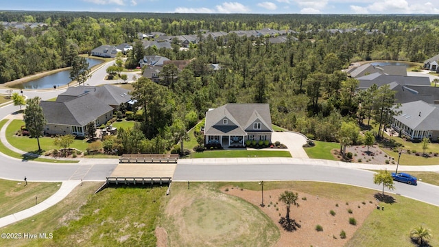 8549 Oak Abbey Trl NE, Leland, NC 28451 - bird's eye view featuring a residential view, a wooded view, and a water view