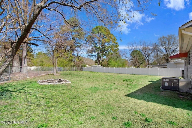 view of yard featuring a fenced backyard